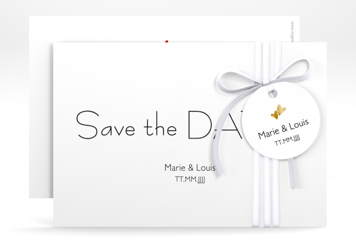 Save the Date-Karte Hochzeit Twohearts A6 Karte quer gold
