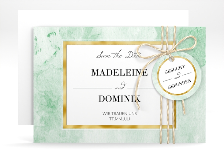 Save the Date-Karte Marble A6 Karte quer gold