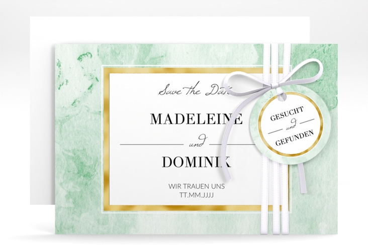 Save the Date-Karte Marble A6 Karte quer gold