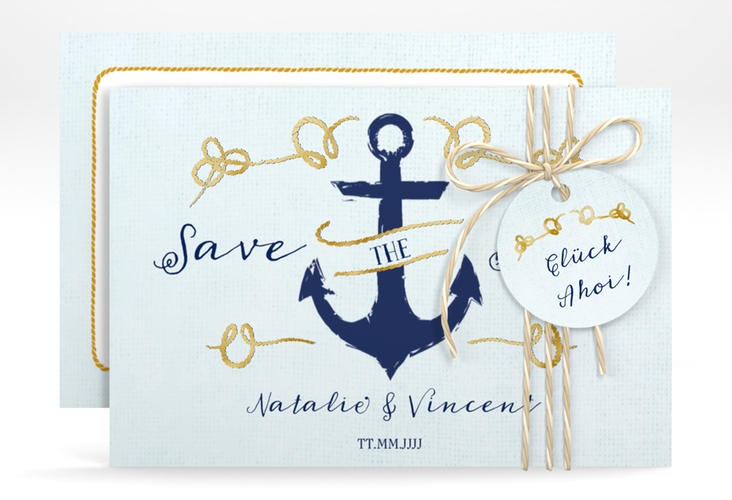 Save the Date-Karte Anker A6 Karte quer gold
