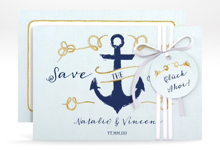 Save the Date-Karte Anker A6 Karte quer gold