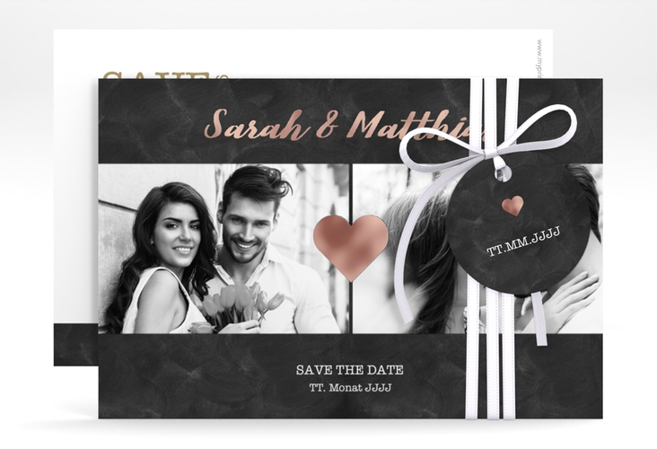 Save the Date-Karte Sparkly A6 Karte quer rosegold