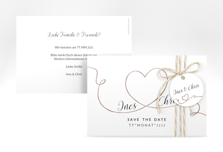 Save the Date-Karte Hochzeit Dolce A6 Karte quer rosegold
