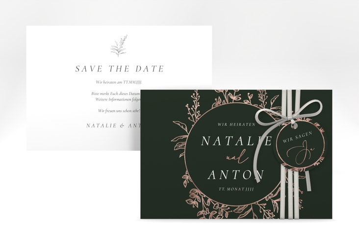 Save the Date-Karte Herbs A6 Karte quer rosegold