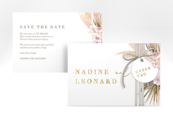 Save the Date-Karte Nude A6 Karte quer gold