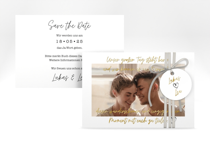 Save the Date-Karte Liebesbrief A6 Karte quer gold