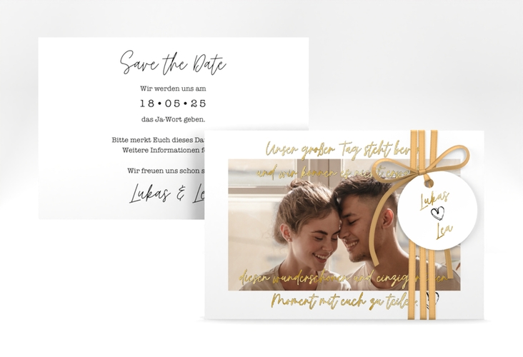 Save the Date-Karte Liebesbrief A6 Karte quer gold