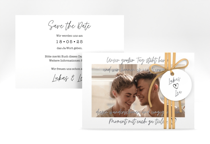 Save the Date-Karte Liebesbrief A6 Karte quer silber