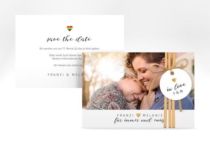 Save the Date-Karte Loveful A6 Karte quer gold
