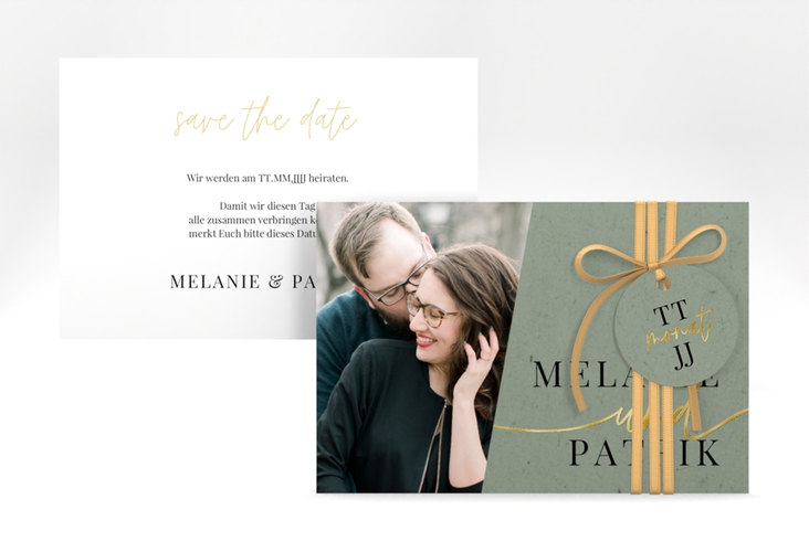 Save the Date-Karte Leichtigkeit A6 Karte quer gold