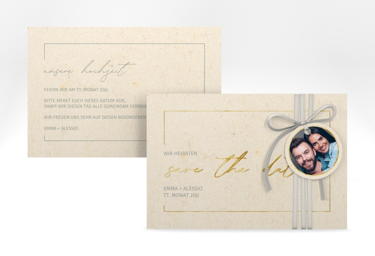 Save the Date-Karte Simple Line A6 Karte quer gold