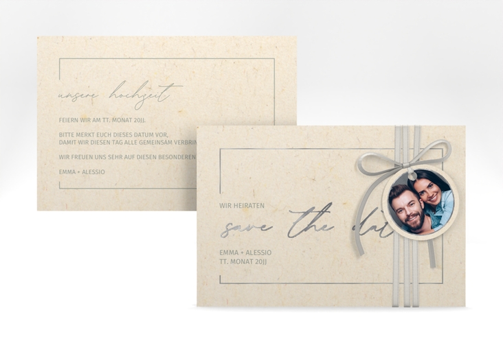 Save the Date-Karte Simple Line A6 Karte quer silber