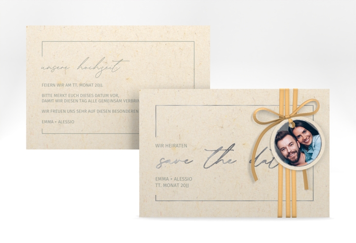 Save the Date-Karte Simple Line A6 Karte quer silber