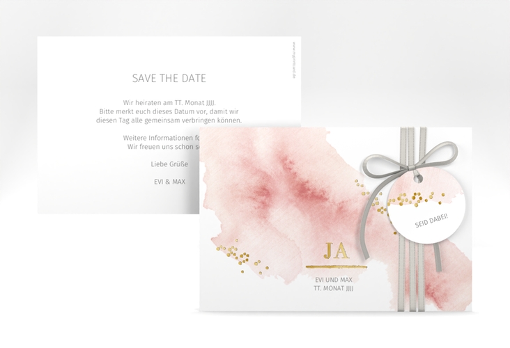 Save the Date-Karte Pastell A6 Karte quer gold