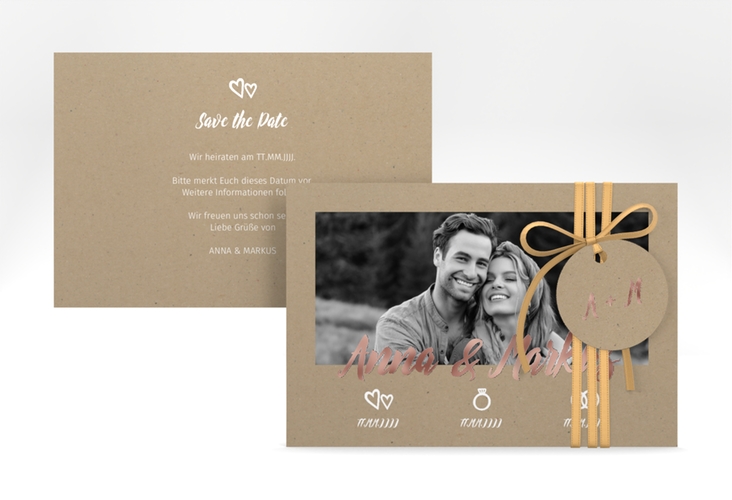 Save the Date-Karte Icons A6 Karte quer rosegold