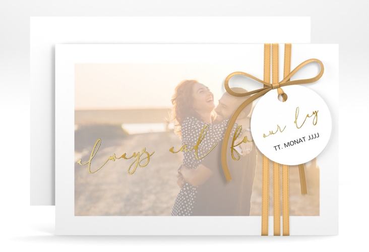 Save the Date-Karte Lucent A6 Karte quer gold