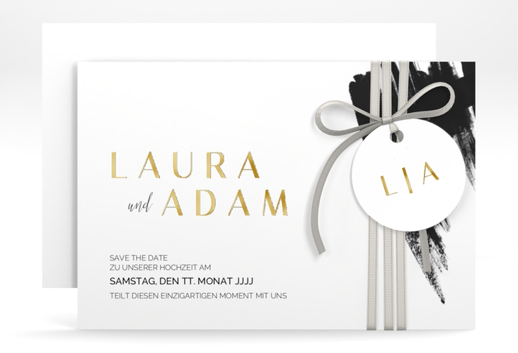 Save the Date-Karte Brush A6 Karte quer gold