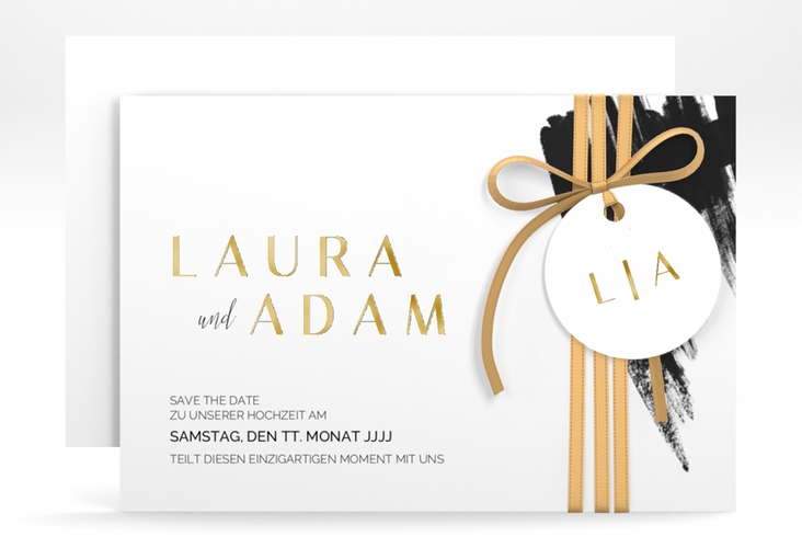 Save the Date-Karte Brush A6 Karte quer gold