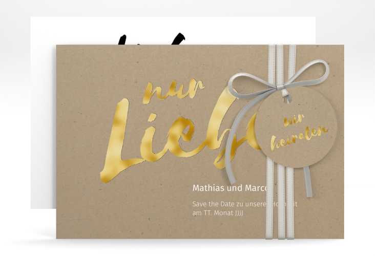 Save the Date-Karte Message A6 Karte quer gold