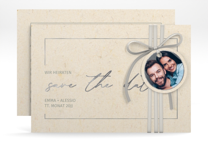 Save the Date-Karte Simple Line A6 Karte quer silber