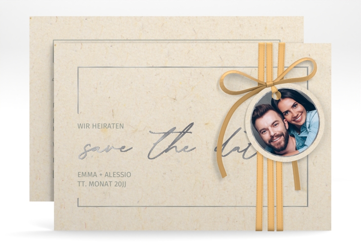Save the Date-Karte Simple Line A6 Karte quer silber