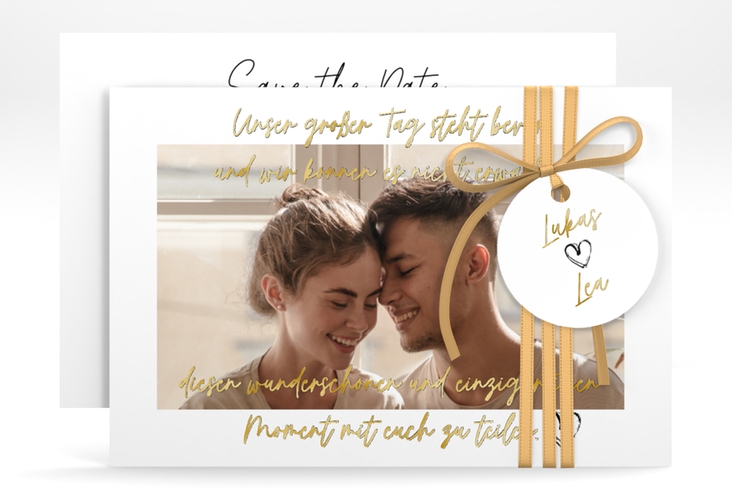 Save the Date-Karte Liebesbrief A6 Karte quer gold