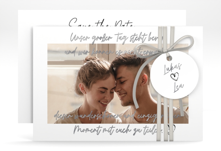 Save the Date-Karte Liebesbrief A6 Karte quer silber