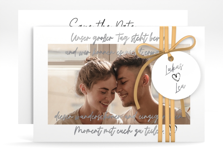 Save the Date-Karte Liebesbrief A6 Karte quer silber