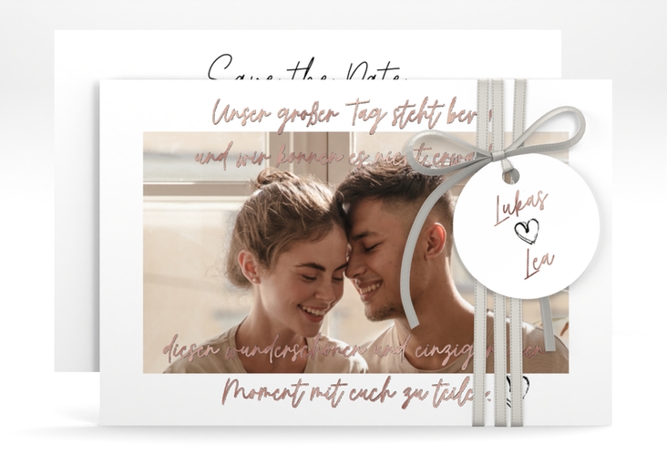 Save the Date-Karte Liebesbrief A6 Karte quer rosegold