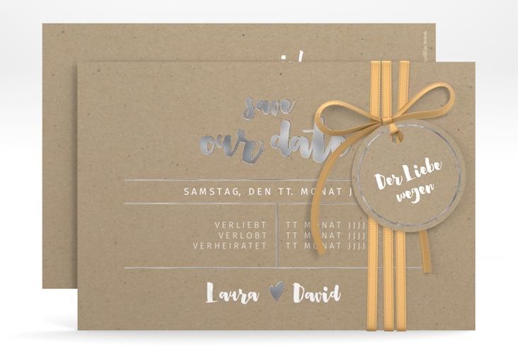 Save the Date-Karte Letterbox A6 Karte quer silber