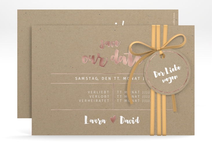 Save the Date-Karte Letterbox A6 Karte quer rosegold
