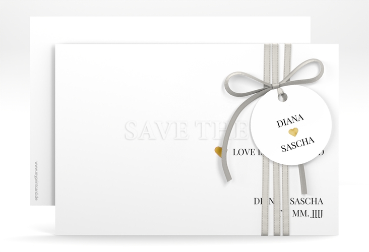 Save the Date-Karte Embossing A6 Karte quer gold