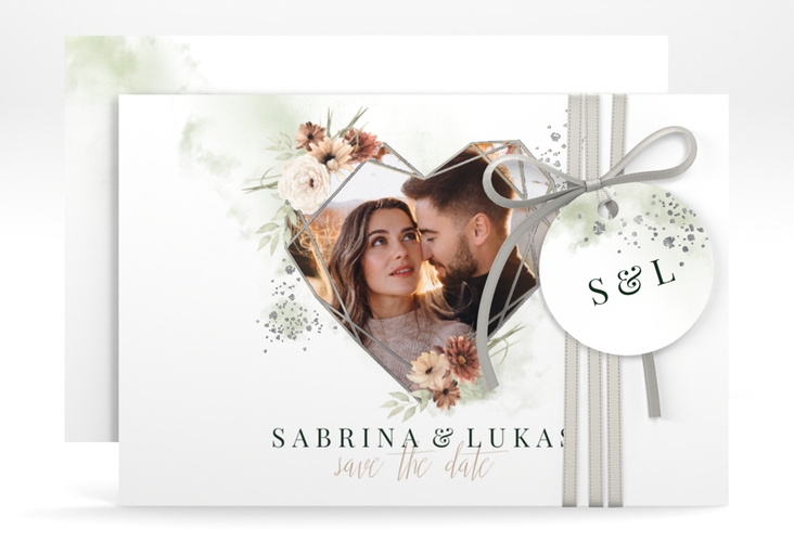 Save the Date-Karte Odeur A6 Karte quer silber