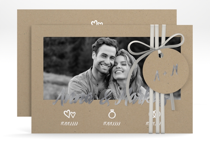 Save the Date-Karte Icons A6 Karte quer silber