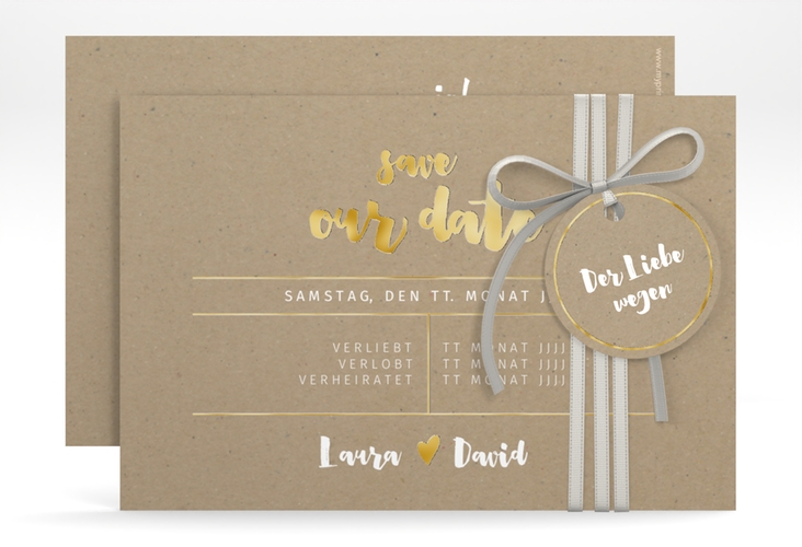 Save the Date-Karte Letterbox A6 Karte quer gold