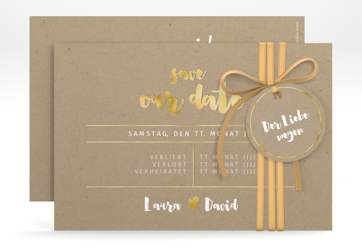 Save the Date-Karte Letterbox A6 Karte quer gold