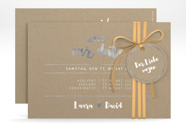 Save the Date-Karte Letterbox A6 Karte quer silber