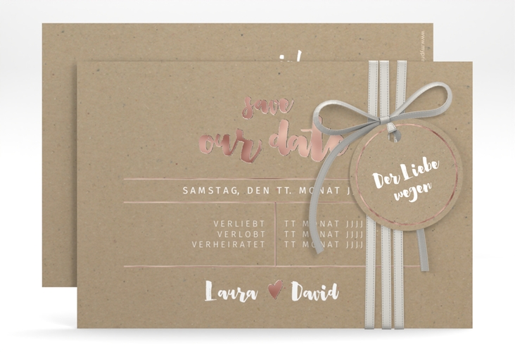 Save the Date-Karte Letterbox A6 Karte quer rosegold