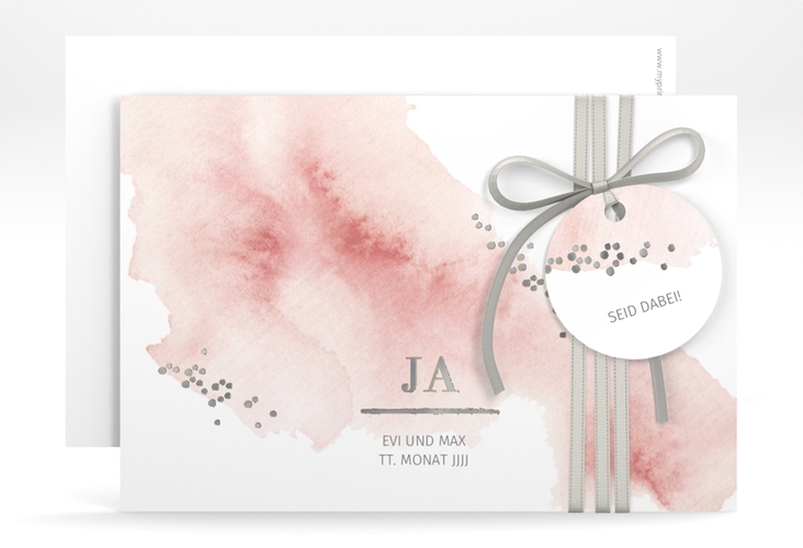 Save the Date-Karte Pastell A6 Karte quer silber