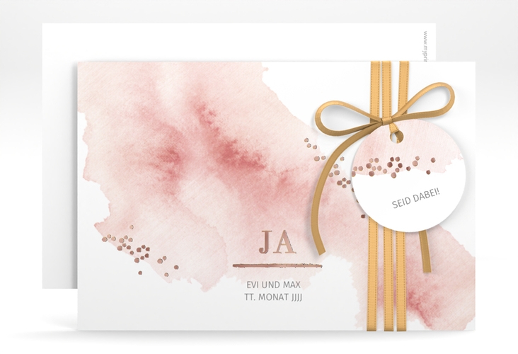 Save the Date-Karte Pastell A6 Karte quer rosegold