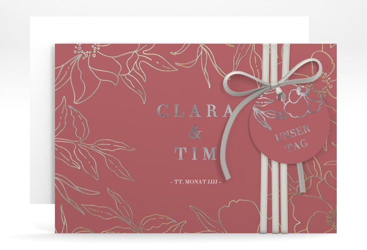 Save the Date-Karte Contour A6 Karte quer silber