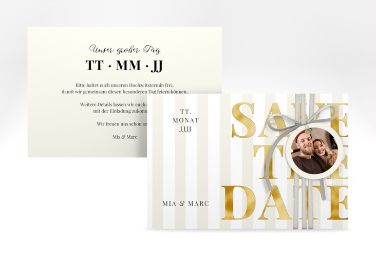 Save the Date-Karte Streifen A6 Karte quer gold