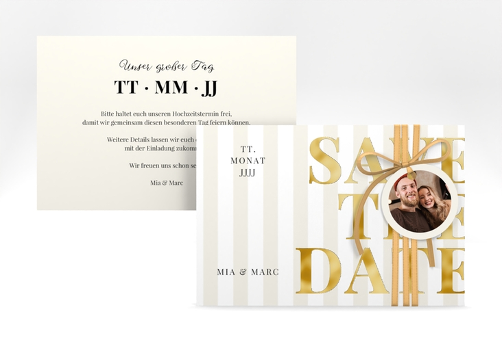 Save the Date-Karte Streifen A6 Karte quer gold