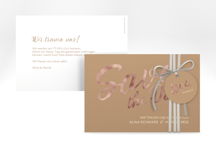 Save the Date-Karte Glam A6 Karte quer rosegold