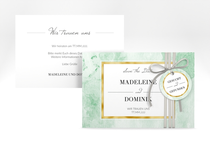 Save the Date-Karte Marble A6 Karte quer gold