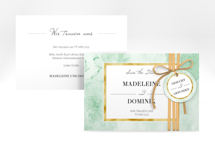 Save the Date-Karte Marble A6 Karte quer gold