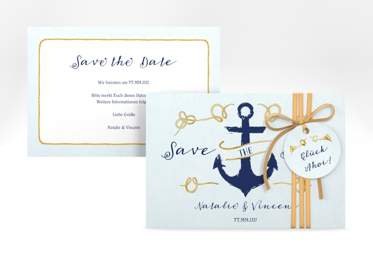 Save the Date-Karte Anker A6 Karte quer gold