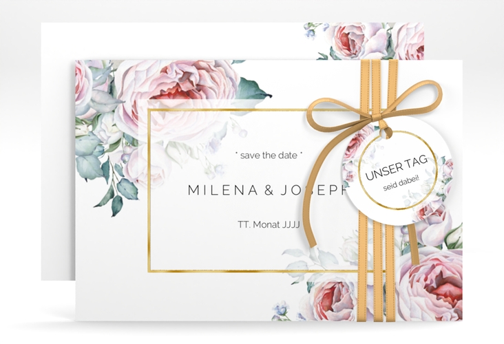 Save the Date-Karte Embrace A6 Karte quer gold