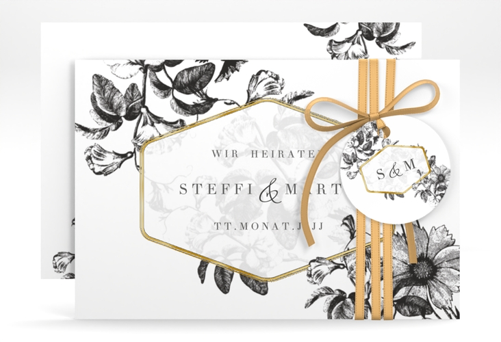 Save the Date-Karte Magnificent A6 Karte quer gold