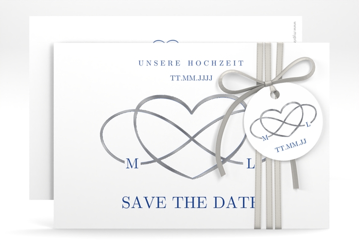 Save the Date-Karte Infinity A6 Karte quer silber